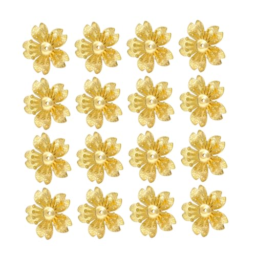 Homoyoyo 100 Stück Metallblüten Anhänger Mattierte Fünfblatt Doppel layer Blumen Spacer Charms für DIY Haarschmuck Haarband und Broschen Zubehör Goldfarben von Homoyoyo