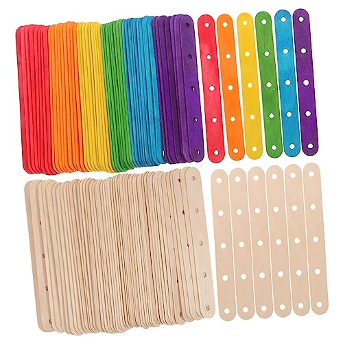 Homoyoyo 100 Stück Montagemodellmaterial Lolly-Sticks große Lutscher zum Basteln farbig Bastelstangenlöcher große Bastelstäbe Pop holzstäbchen selber machen Bastelstöcke aus Holz Hölzern von Homoyoyo