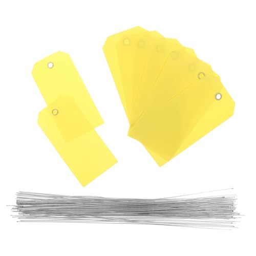 Homoyoyo 100 Stück PVC -Tag -Hanging -Karte Reise -Tags Gepäckanhänger Gepäckkennung Gepäckmarke hängen Anhänger für Koffer hängende Etiketten Gepäckidentifikationsmarke Eisendraht Gelb von Homoyoyo