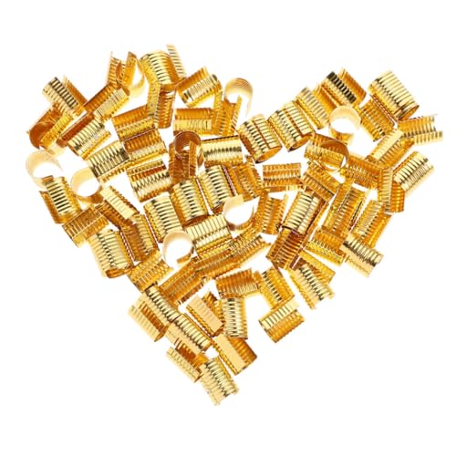 Homoyoyo 100 Stück Quasten -Schwanzklemme endet Öffnung zylindrisch Verschluss Schmuckklemme Quastenhut Lederschnüre Schnalle Schnalle Drahtklemmenschmuck Seilcrimp Klappclip Eisen Golden von Homoyoyo