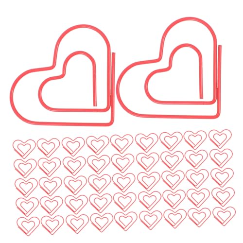 Homoyoyo 100 Stück Rote Herz Büroklammern Kleine Metall Paper Clips für Büro Planung Lesezeichen Kreative Diy-projekte Auffällige Dekorative Herzform für Effiziente Organisation von Homoyoyo