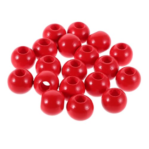 Homoyoyo 100 Stück Rote Holzperlen Großes Loch Rund Vintage Spacer Perlen für DIY Makramee Schmuck Basteln Weihnachtsdeko Handarbeitsprojekte von Homoyoyo