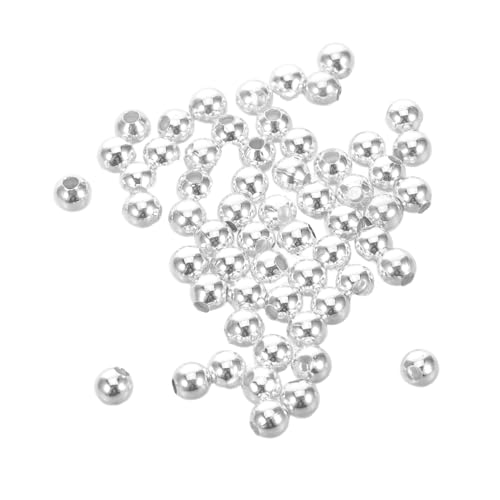 Homoyoyo 100 Stück Silberne Runde Metall Spacer Perlen Langlebige Glatte Abstandsperlen für Schmuckherstellung DIY Armband Halskette Ohrringe Basteln von Homoyoyo