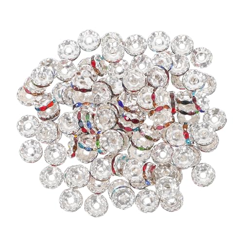 Homoyoyo 100 Stück Strass Abstandshalter Schmuck Abstandshalter Lose Perlen Armband Dekoration Zubehör Funkelnde Lose Perlen Rondelle Abstandsperlen Strasssteine Space Beads von Homoyoyo