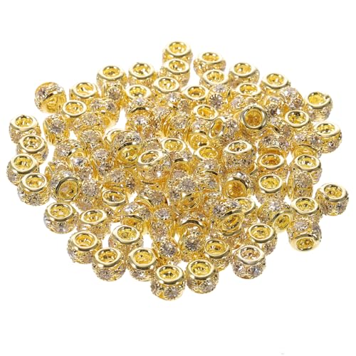 Homoyoyo 100 Stück Strass Rondelle Zwischenperlen Goldfarben Leichte Spacer Beads für Schmuckherstellung DIY Perlen für Armbänder Halsketten Basteln von Schmuck für Erwachsene Homoyoyo 100 Stück Strass Rondelle Zwischenperlen Goldfarben Leichte Spacer Beads für Schmuckherstellung DIY Perlen für Armbänder Halsketten Basteln von Schmuck für Erwachsene von Homoyoyo