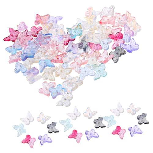 Homoyoyo 100 Stück Teiliges Bunte Glasperlen Schmetterling Charms für DIY Schmuckherstellung Kleine Perlen für Armbänder Halsketten Kreative Bastelmaterialien für Individuelle Designs von Homoyoyo