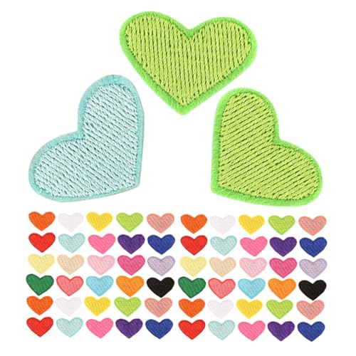 Homoyoyo 100 Stück Teiliges Bunte Herz Aufnäher zum Aufbügeln Bestickte Bügelflicken für Jeans Jacken Taschen Schuhe Vielseitige DIY Reparatur und Kreative Textildekoration von Homoyoyo