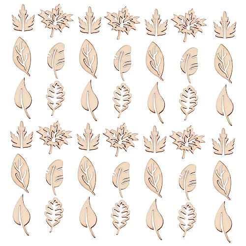 Homoyoyo 100 Stück Teiliges DIY Holzscheiben Blattform Naturbelassene Holzrohlinge Glatt Poliert für Basteln Kunsthandwerk Dekoration Kreative Holzchips Mix von Homoyoyo