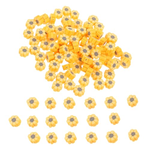 Homoyoyo 100 Stück Teiliges DIY Polymer Clay Perlen Weiche Gelbe Pflaumenblüten Perlen für Armband Basteln Flache Charms für Schmuckherstellung und Handwerksprojekte von Homoyoyo