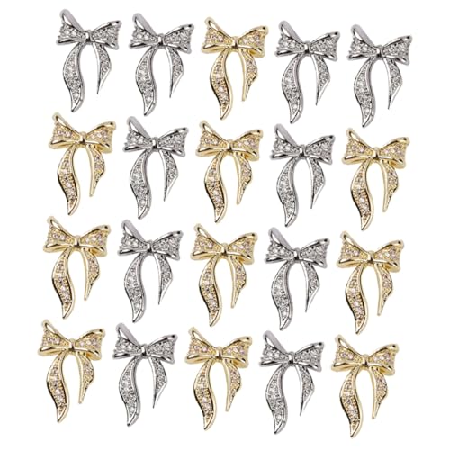 Homoyoyo 100 Stück Teiliges Nail Art Schleifen Nageldekorationen in Gold und Silber Selbstklebende Nagelstuds für DIY Maniküre Vielseitige Nagel Schmuck Aufkleber für Fingernägel und von Homoyoyo