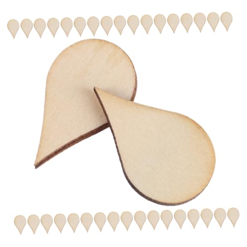Homoyoyo 100 Stück Unfertige Holzscheiben Wassertröpfchen Form Naturholz DIY Basteln Schmuck Dekoration Holzstücke für Kreative Heimwerker Projekte von Homoyoyo