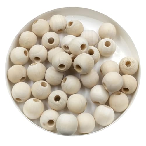 Homoyoyo 100 Stück Unlackierte Natürliche Holzperlen Zum Auffädeln Für Schmuck DIY Handwerk Bastelspielzeug Holzspacer Perlen Für Frühpädagogik von Homoyoyo