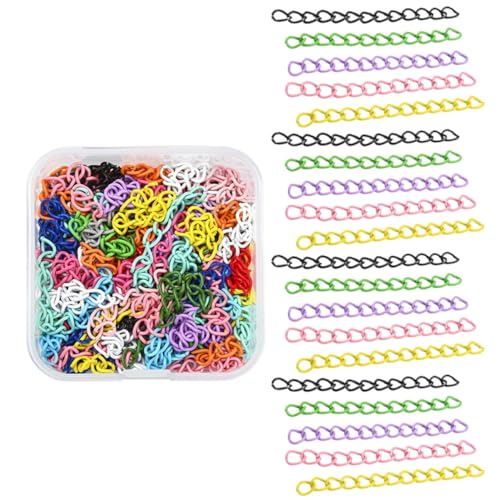 Homoyoyo 100Stücke Armbandverlängerungskette Langlebige Eisenketten Für DIY Schmuck Farbenfrohe Ketten Für Halsketten Und Armbänder Für Bastelprojekte von Homoyoyo