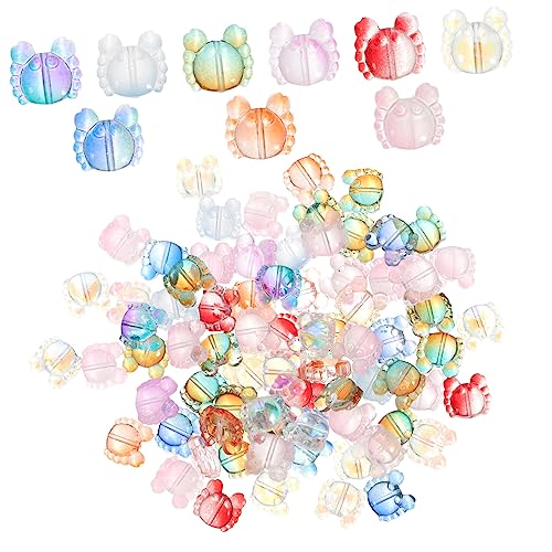 Homoyoyo 100Stücke Bunte Glasperlen für DIY Schmuckherstellung Lose Glasperlen für Armbänder Bastelperlen mit Zarter Krabbenform für Kreative Projekte von Homoyoyo