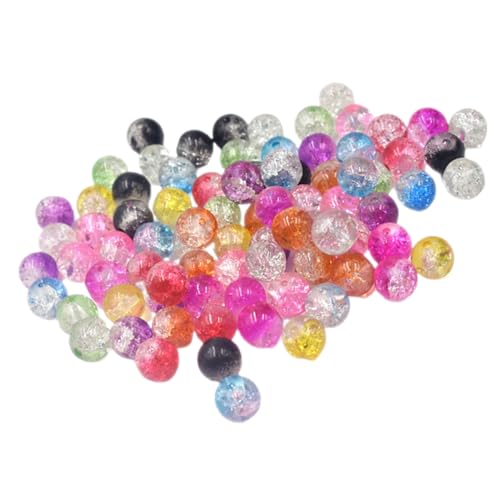 Homoyoyo 100Stücke Crackle Glasperlen Aufbewahrungsbox Bunte Bastelperlen mit Löchern für DIY Schmuck Armbandzubehör und Handwerksprojekte von Homoyoyo