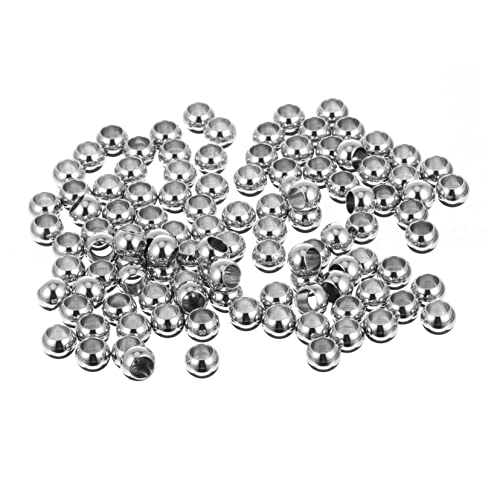 Homoyoyo 100Stücke Edelstahlperlen DIY Schmuckherstellung und Armbandperlen Glatte Oberfläche Langlebig und Sicher Projekte und von Homoyoyo