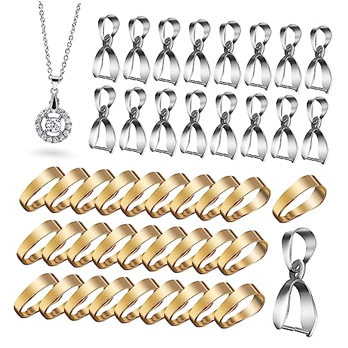 Homoyoyo 100Stücke Klemmbügel Für Anhänger Verschlüsse Für Halskettenanhänger Goldene Und Silberne Klemmbügel Für DIY Schmuckherstellung Und Bastelprojekte von Homoyoyo