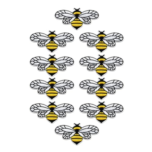 Homoyoyo 10Stücke Bienenförmige Aufnäher Teiliges Bestickte Patches für Kleidung Applikationen zur Dekoration und Reparatur von Textilien für DIY Projekte von Homoyoyo