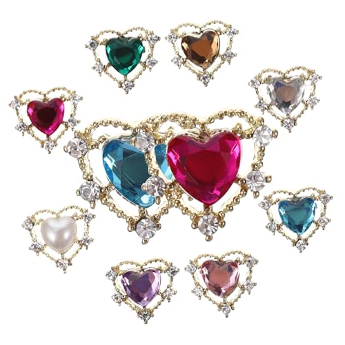 Homoyoyo 10Stücke Herz Nagel Charms Strass Maniküre Schmuck Zubehör für Nagel Dekorationen Bunte DIY Nagelkunst mit Zufälligen Farben für Kreative Projekte und Heimdekoration Homoyoyo 10Stücke Herz Nagel Charms Strass Maniküre Schmuck Zubehör für Nagel Dekorationen Bunte DIY Nagelkunst mit Zufälligen Farben für Kreative Projekte und Heimdekoration von Homoyoyo