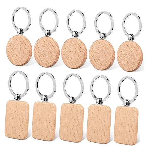 Homoyoyo 10Stücke Holz Schlüsselanhänger Rohlinge Rechteckige Und Runde Form Blanko Holz Schlüsselketten Für DIY Gravur Malerei Und Dekoration Naturholz Schlüsselringe Homoyoyo 10Stücke Holz Schlüsselanhänger Rohlinge Rechteckige Und Runde Form Blanko Holz Schlüsselketten Für DIY Gravur Malerei Und Dekoration Naturholz Schlüsselringe von Homoyoyo