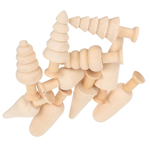 Homoyoyo 10Stücke Miniaturbaum Holz Teiliges Unvollendete Holzfiguren Zum Bemalen DIY Holzspielzeug Für Baumdekoration Für Bastelprojekte Und Partys von Homoyoyo
