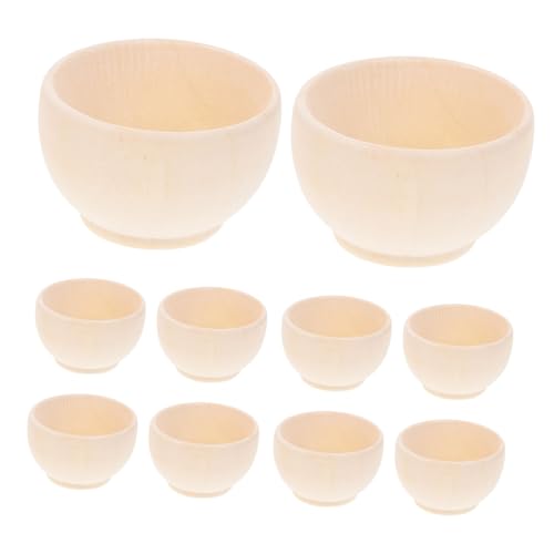 Homoyoyo 10Stücke Unbemalte Holzschalen Natürliche Bastelschalen Holz Für DIY Projekte Dekorationen Und Zeichenspielzeug Leere Schalen Für Bastelarbeiten von Homoyoyo