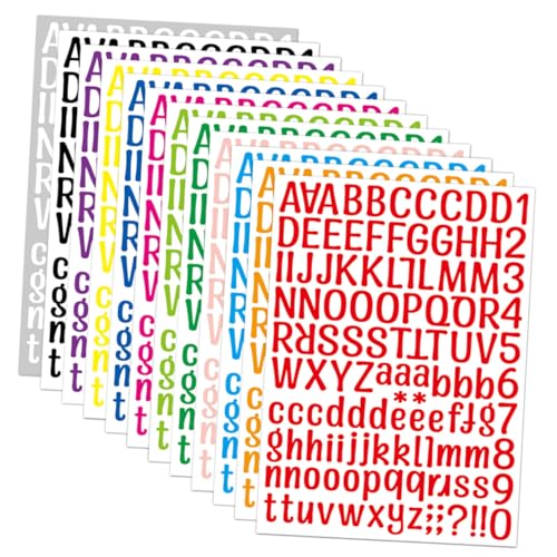 Homoyoyo 12 Blatt Selbstklebende Buchstaben Zahlen Aufkleber Vinyl Sticker für Scrapbooking DIY Dekorationen Wetterfeste Alphabet Zahlenetiketten für Briefkasten Tür Fenster Schilder von Homoyoyo