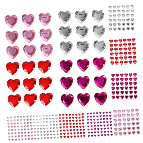Homoyoyo 12 Blatt Teiliges Herzförmiges Acryl strasssteine Selbstklebende Face Nagelsticker für Make up Basteln und Schmuck Funkelnde Herz gems für Geburtstag Valentinstag und Jubiläum von Homoyoyo