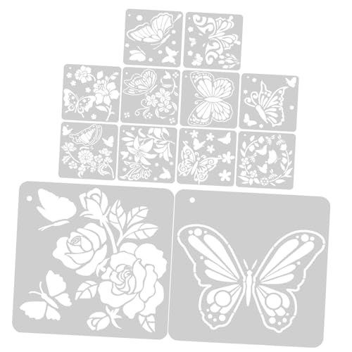 Homoyoyo 12 Blatt Wiederverwendbare Schmetterling Schablonen Teiliges Malschablonen für Wandmalerei Holzschilder DIY Basteln Vielseitige Zeichen Vorlagen für Stofffarben von Homoyoyo