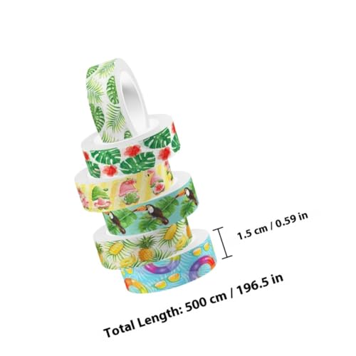Homoyoyo 12 Rollen Hawaii Flamingo Washi Tape Transparent Dekoratives DIY Scrapbooking Klebeband Vielseitig Einsetzbar für Tagebuch Geschenkverpackung Notizbuch und Bastelprojekte von Homoyoyo