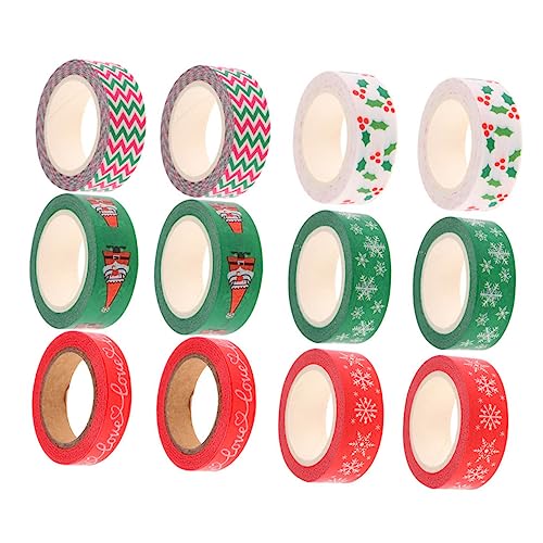 Homoyoyo 12 Rollen Klebeband mit Washi-Punkten Urlaub weihnachts paketband Aufkleber dekorativ the washi tape weihnachtsbasteln Klebeband zum Verpacken von Geschenken Weihnachtsband Papier von Homoyoyo