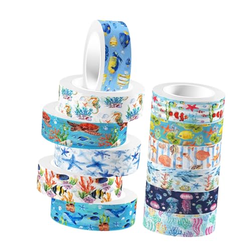 Homoyoyo 12 Rollen Life Washi Tape Set Transparentes Klebeband mit Meerestieren für Scrapbooking Journaling Basteln und Erwachsene Homoyoyo 12 Rollen Life Washi Tape Set Transparentes Klebeband mit Meerestieren für Scrapbooking Journaling Basteln und Erwachsene von Homoyoyo