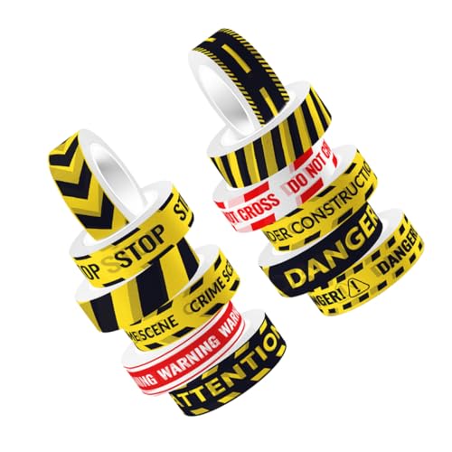 Homoyoyo 12 Rollen Selbstklebendes Washi Tape Set DIY Warnband Klebeband mit Caution Line Muster Bastelband für Scrapbooks Tagebücher Vielseitiges Dekorationsband Langlebig und von Homoyoyo