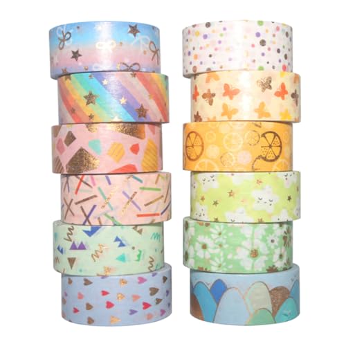 Homoyoyo 12 Rollen Washi Tape Goldfolie Dekoratives Klebeband Scrapbooking DIY Bastelband Geschenkverpackung Premium Papier Kleber Farben für Kreative Projekte Homoyoyo 12 Rollen Washi Tape Goldfolie Dekoratives Klebeband Scrapbooking DIY Bastelband Geschenkverpackung Premium Papier Kleber Farben für Kreative Projekte von Homoyoyo