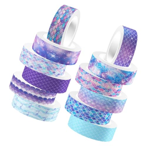 Homoyoyo 12 Rollen Washi Tape Meerjungfrau Dekorative Klebebänder Transparentes DIY Scrapbook Tape für Kunsthandwerk Bastelmaterial und Journaling Zubehör von Homoyoyo