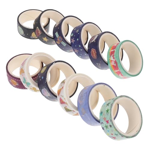 Homoyoyo 12 Rollen Washi Tape Selbstklebend Dekoratives Leicht Abreißbares Klebeband für Scrapbooking Handbücher Planer DIY Basteln und Geschenkverpackung von Homoyoyo