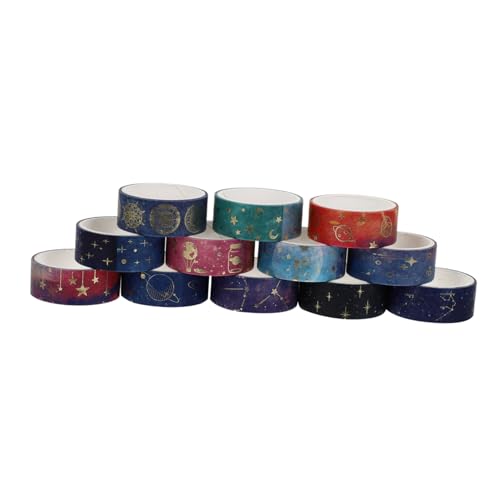 Homoyoyo 12 Rollen Washi Tape mit Sternenhimmel Motiv Dekoratives Papier Klebeband für Scrapbooking DIY Basteln und Kalendergestaltung Leicht Abreißbar Rückstandsfrei Vielseitig Einsetzbar von Homoyoyo