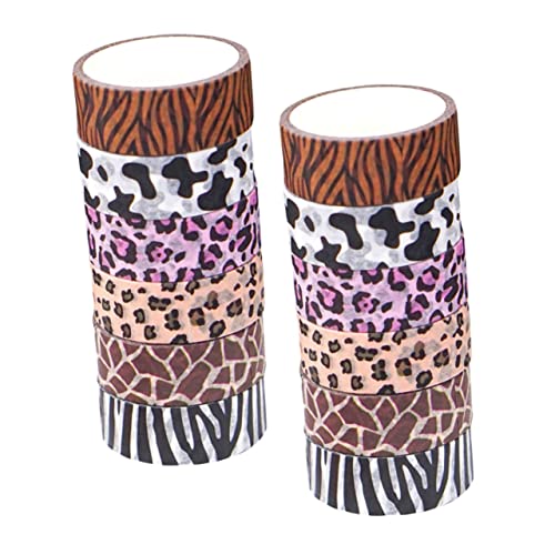 Homoyoyo 12 Rollen Washi Tape mit Tiermuster Dekoratives Klebeband für DIY Scrapbooking Geschenkverpackung Journale Vielseitige Selbstklebende Bänder mit Leoparden Tiger Giraffen von Homoyoyo