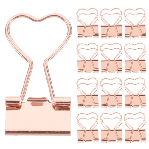 Homoyoyo 12 Stück Binder Clips Roségoldene Büroklammern für Dokumente Notizen und Rechnungen Multifunktionale Bürobedarf für Zuhause und Büro von Homoyoyo