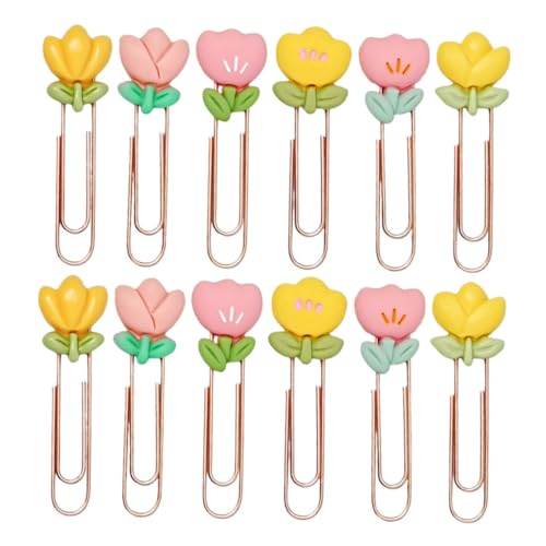 Homoyoyo 12 Stück Blumen Lesezeichen Büroklammern Seitenklammern Papier Lesezeichen Für Mädchen Planer Clips Dekorative Notizklammern Blumen Binder Clips Umschlag Clips Bunte von Homoyoyo