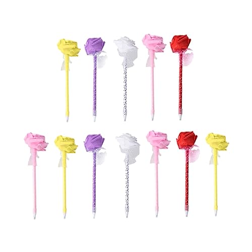 Homoyoyo 12 Stück Dekorativer Kugelschreiber ballpoint pen Stylish design die schul Student pens Stifte in Rosenform rosafarbener Kugelschreiber schöner Stift Schulbedarf Plastik von Homoyoyo