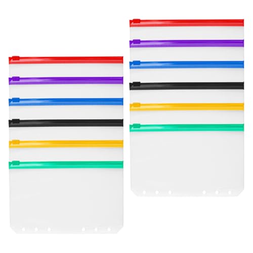 Homoyoyo 12 Stück Reißverschluss Bindertaschen für Dokumente Farbige PVC Ordner mit Löchern für Büro Studium und Kartenorganisation von Homoyoyo