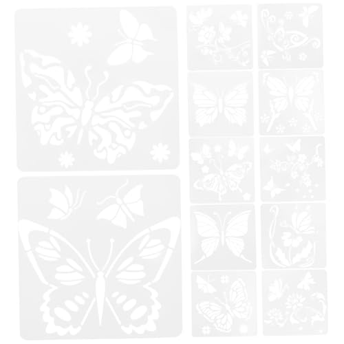 Homoyoyo 12 Stück Schmetterlings Schablonen Wiederverwendbare Malvorlagen für Kreative Wand und Möbelgestaltung für DIY Projekte und Bastelarbeiten von Homoyoyo