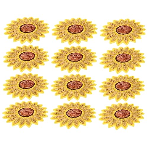 Homoyoyo 12 Stück Teiliges Bestickte Sonnenblumen Patches zum Aufnähen und Aufbügeln Farbenfrohe Stoffapplikationen für Kleidung Taschen DIY Dekoration und Reparatur von Textilien von Homoyoyo