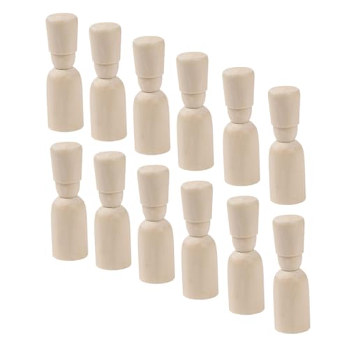 Homoyoyo 12 Stück Teiliges DIY Holzpuppen Bastelspielzeug zum Bemalen Natürliche Glatte Oberfläche Kreative Holzfiguren für Mädchen für Malerei und Dekoration von Homoyoyo