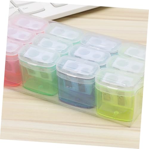 Homoyoyo 12 Stück Teiliges Doppel loch Bleistiftspitzer aus Kunststoff Transparente Manuelle Anspitzer in Gelb Grün Blau Leichter Schüler schreibwaren Anspitzer mit Sauberem Homoyoyo 12 Stück Teiliges Doppel loch Bleistiftspitzer aus Kunststoff Transparente Manuelle Anspitzer in Gelb Grün Blau Leichter Schüler schreibwaren Anspitzer mit Sauberem von Homoyoyo