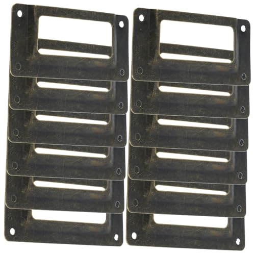 Homoyoyo 12 Stück Teiliges Etikettenhalter Retro Vintage Beschriftungsrahmen für Schränke Schmuck Aufbewahrungsboxen aus Robustem Metall für Büro und Haushalt von Homoyoyo
