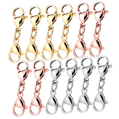 Homoyoyo 12 Stück Teiliges Metall Lobster Verschluss Doppel Karabiner in Gold Stahl Roségold für Schmuckherstellung Halsketten Armbänder DIY Zubehör Homoyoyo 12 Stück Teiliges Metall Lobster Verschluss Doppel Karabiner in Gold Stahl Roségold für Schmuckherstellung Halsketten Armbänder DIY Zubehör von Homoyoyo