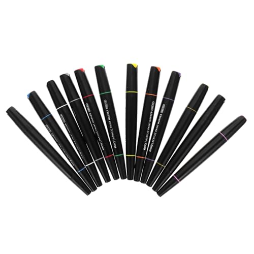 Homoyoyo 12 Stück Teiliges Multifunktionale Acryl marker Stifte Doppelseitig Wasserfest Lebendige Farben Leicht für Haushalt Schule DIY kunst Notizen Geschenk für Erwachsene von Homoyoyo