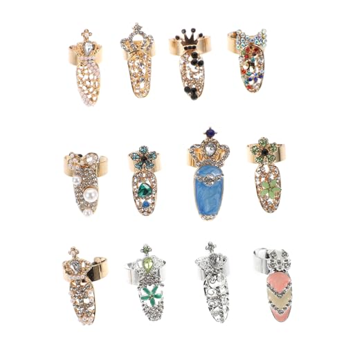 Homoyoyo 12 Stück Teiliges Nail Art Deko mit Strasssteinen Verstellbare Knöchelringe für Maniküre Eleganter Nagelschmuck für Partys Hochzeiten und Festliche Anlässe Homoyoyo 12 Stück Teiliges Nail Art Deko mit Strasssteinen Verstellbare Knöchelringe für Maniküre Eleganter Nagelschmuck für Partys Hochzeiten und Festliche Anlässe von Homoyoyo